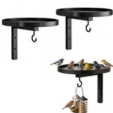2Pcs Wall Mounted Bird Feeder Trays with Hook Bird Bath Trays for Garden Balcony Patio Fence