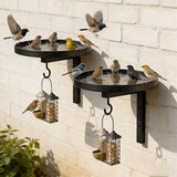 2Pcs Wall Mounted Bird Feeder Trays with Hook Bird Bath Trays for Garden Balcony Patio Fence
