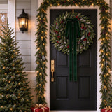 12Pcs Christmas Velvet Bows 60 x 40 cm Pre-Tied Xmas Bows Decorations for Christmas Tree Staircase Door Wreath Green