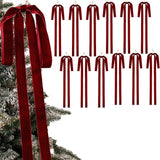 12Pcs Christmas Velvet Bows 60 x 40 cm Pre-Tied Xmas Bows Decorations for Christmas Tree Staircase Door Wreath Wine Red