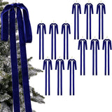 12Pcs Christmas Velvet Bows 60 x 40 cm Pre-Tied Xmas Bows Decorations for Christmas Tree Staircase Door Wreath Dark Blue