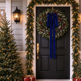 12Pcs Christmas Velvet Bows 60 x 40 cm Pre-Tied Xmas Bows Decorations for Christmas Tree Staircase Door Wreath Dark Blue
