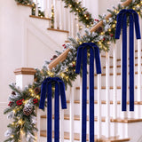 12Pcs Christmas Velvet Bows 60 x 40 cm Pre-Tied Xmas Bows Decorations for Christmas Tree Staircase Door Wreath Dark Blue