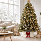 Christmas Tree Skirt with Bow Pleated Xmas Tree Base Cover Decoration White