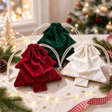 3Pcs Set Christmas Tree Drawstring Gift Bags Xmas Candy Bags Small Gift Pouches Holiday Decorations