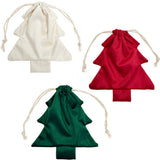 3Pcs Set Christmas Tree Drawstring Gift Bags Xmas Candy Bags Small Gift Pouches Holiday Decorations