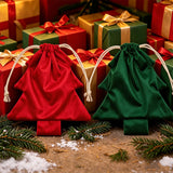 3Pcs Set Christmas Tree Drawstring Gift Bags Xmas Candy Bags Small Gift Pouches Holiday Decorations