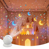 USB Powered Dynamic Rotating Projection Light with Adjustable Base Christmas Projector Lamp Star and Moon