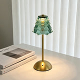 3-Colour Modes Christmas Tree Glass Table Lamp Rechargeable Touch Stepless Dimming Night Light Green