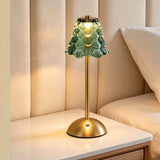 3-Colour Modes Christmas Tree Glass Table Lamp Rechargeable Touch Stepless Dimming Night Light Green