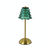 3-Colour Modes Christmas Tree Glass Table Lamp Rechargeable Touch Stepless Dimming Night Light Green