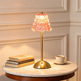 3-Colour Modes Christmas Tree Glass Table Lamp Rechargeable Touch Stepless Dimming Night Light  Pink
