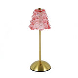 3-Colour Modes Christmas Tree Glass Table Lamp Rechargeable Touch Stepless Dimming Night Light  Pink