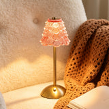 3-Colour Modes Christmas Tree Glass Table Lamp Rechargeable Touch Stepless Dimming Night Light  Pink