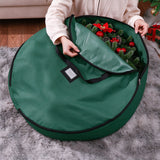 3 Piece Set Christmas Tree Storage Bags Oxford Fabric Xmas Wreath Storage Bag with Double Zippers Green