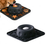 2-in-1 Dog Lick Mat Slow Feeder Pet Feeding Bowl with Rolling Ball Black
