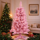 90cm Artificial Christmas Tree with 8 Lighting Modes Warm White LED Lights Xmas Home Office Decoration Pink