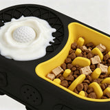 2-in-1 Dog Lick Bowl and Slow Feeder Pet Feeding Bowl with Lick Ball for Dogs Cats Black