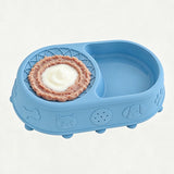 2-in-1 Dog Lick Bowl and Slow Feeder Pet Feeding Bowl with Lick Ball for Dogs Cats Blue