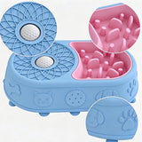 2-in-1 Dog Lick Bowl and Slow Feeder Pet Feeding Bowl with Lick Ball for Dogs Cats Blue