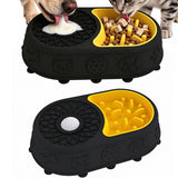 2-in-1 Dog Lick Bowl and Slow Feeder Pet Feeding Bowl with Lick Ball for Dogs Cats Black