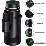 8X Monocular Telescope Outdoor Spotting Scope with Tripod Phone Holder for Bird Watching Hiking Concerts Black