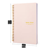 Undated A5 Weekly Planner Spiral Notebook for Weekly Goals and Planning Pink