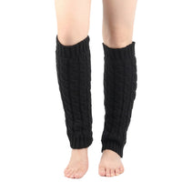 Women Knit Leg Warmers Winter Warm Long Boot Socks Black