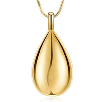 Stainless Steel Teardrop Cremation Pendant – Keepsake Memorial Necklace Gold