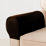 Pair of Sofa Armrest Covers Removable Stretch Couch Arm Protectors Dark Coffee