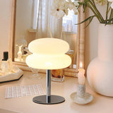 Dimmable Egg Tart Bedside Lamp Mid Century Modern Nightstand Light White