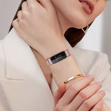 19.5cm Replacement Watch Band Adjustable Stainless Steel Watch Strap Compatible with Fitbit Inspire 3 Watch Pink