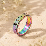 3 PCS Stainless Steel 360 Degree Spinner Ring Set Gold Silver Rainbow
