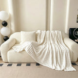 Soft Fleece Bubble Blanket for Sofa Bed Home Decor Milkshake White