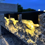 4Pcs Set Solar LED Deck Lights Outdoor Step Fence Lamp for Stairs Path Garden Patio Pathway