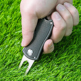 2PCS Magnetized Golf Divot Repair Tool with Pop-up Fork and Ball Marker Black