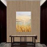 2PCS Self Adhesive Wood Grain Slat Wall Panel PVC Faux Engineered Finish Gold