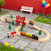 Wooden Train Set with Tracks – Expandable and Changeable for Girls and Boys 6 Years Old Style 1