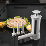 Sausage Machine Meat Filler Stuffer Funnel Hand Operated with 4 Tubes