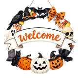 2 PCS Engineered Wood Halloween Ghost Pumpkin Hanging Door Signs Style 2