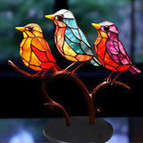3 Birds On Branch Ornaments Stained Birds Decorations Style 2