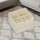 Shoe Organizer for Closet – Foldable Storage Containers with Adjustable Dividers & Transparent Cover Beige