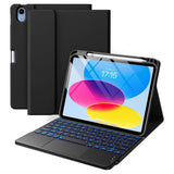 Keyboard Case with Touchpad and 7 Color Backlight Compatible With iPad 10th and 11th Gen Black