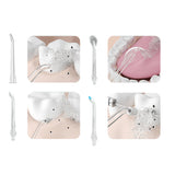 Cordless Electric Water Flosser Oral Irrigator Teeth Flosser Tooth Cleaner with 5 Nozzles White