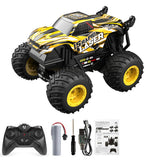 RC Dinosaur Monster Truck 1:20 Scale Toy with Lights and Music Yellow