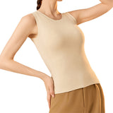 Underwear Round Neck Slim Fit Fall Winter Warm Baselayer Top for Women for Daily Wear & Layering Apricot