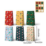 24PCS Christmas Flat Top Paper Gift Bags for Christmas Eve Apples