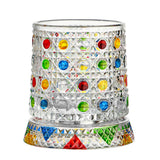 270ml Spinning Whiskey Tumbler Hand Painted Glass for Home Bar Style 1