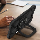 360 Rotating Stand Case for Samsung Tab A11 Plus A9 Plus with Strap Black