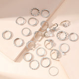 23Pcs Stackable Rings Knuckle Ring Set Stackable Rings for Women Silver